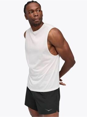 Hoka Glidetech White Sleeveless Muscle Tank Size Medium